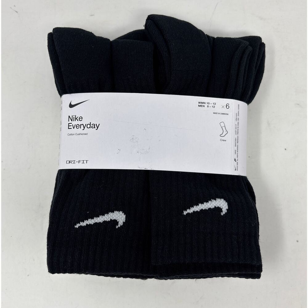 Nike Everyday Plus Cushion Drifit UNISEX Ankle Socks, Large - Black - 6Pair